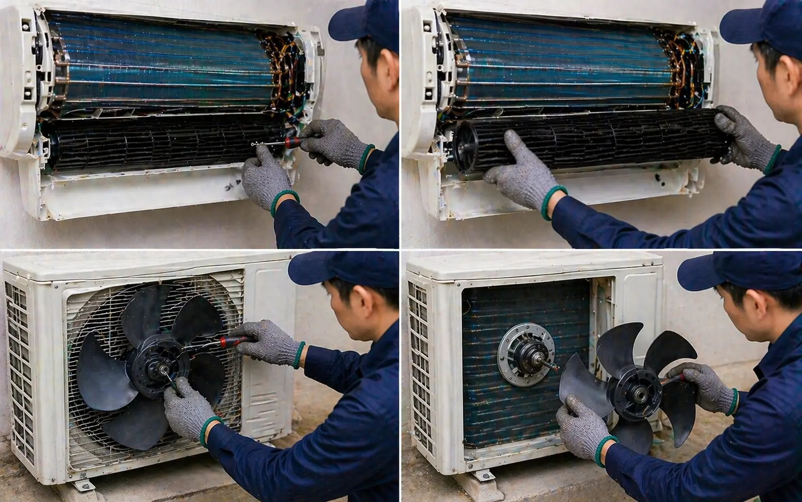 Change evap /condenser fan (Ac)